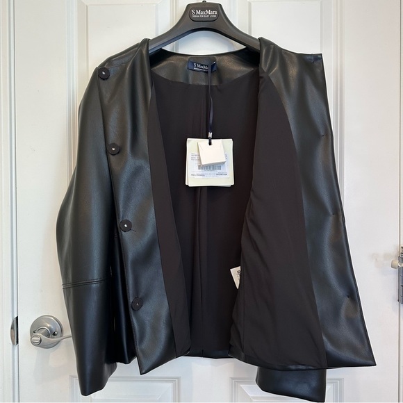 NWT New Season ‘S Max Mara ‘ Festoso' Faux Leather Jacket. Black: All Seasons. - Picture 13 of 16